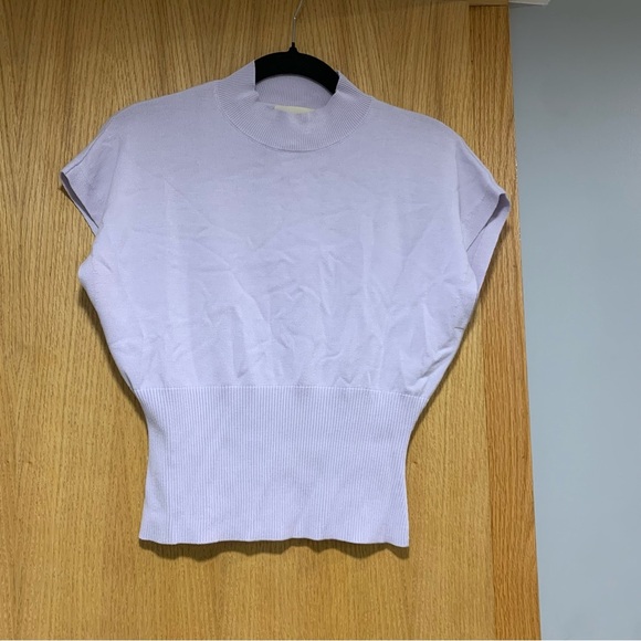 Open Edit Mock Neck Sleeveless Ribbed Sweater in Purple Puff - Size S - Picture 1 of 4